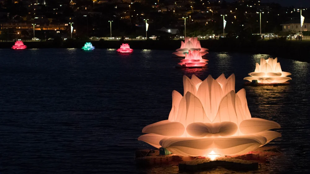 Illuminated Lotus Installation for the City 1 WH 1000x562px